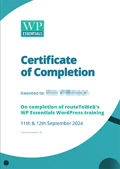 WP Essentials cetificate of completion